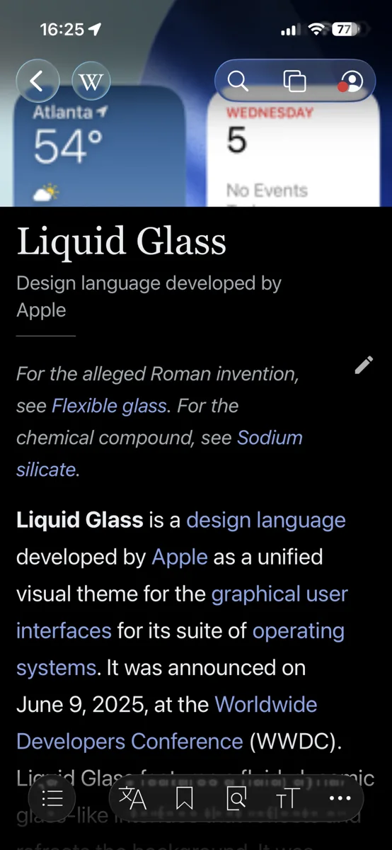 Liquid Glass Interface