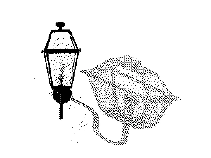 1-Bit Dithering, applied to “Kartause Gaming Laterne 01”