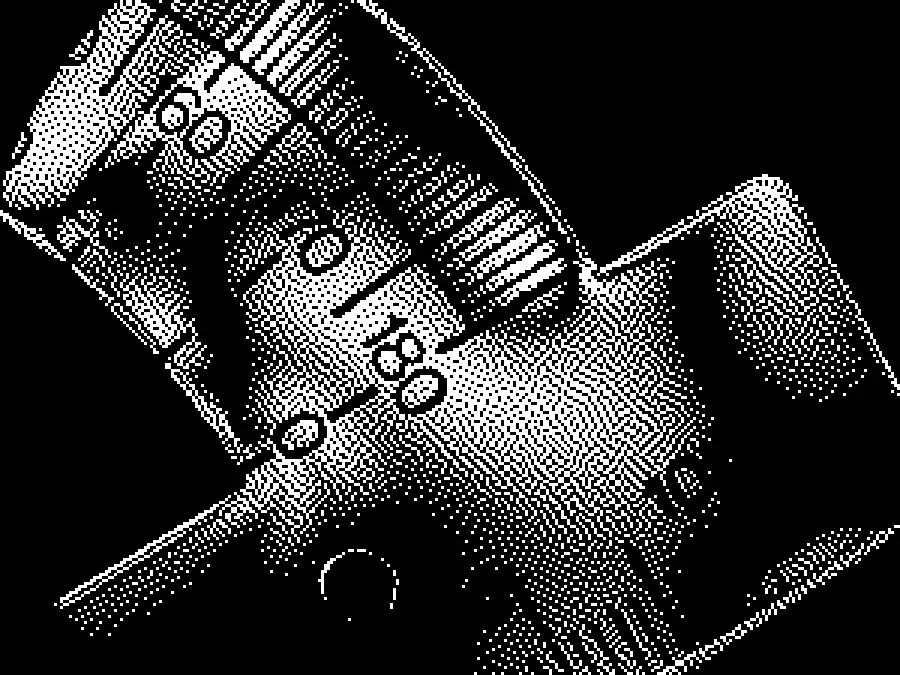 1-Bit Dithering, applied to “Plastic Protractor Polarized 05375”