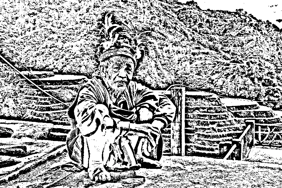 Adaptive Thresholding, applied to “Banaue Philippines Ifugao-Tribesman-01”