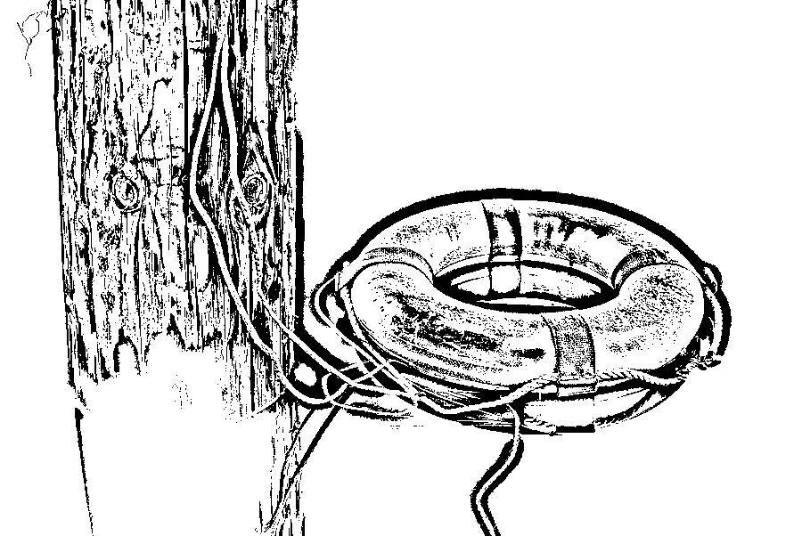 Adaptive Thresholding, applied to “Frost-covered lifebuoy, Lake Siskiyou”