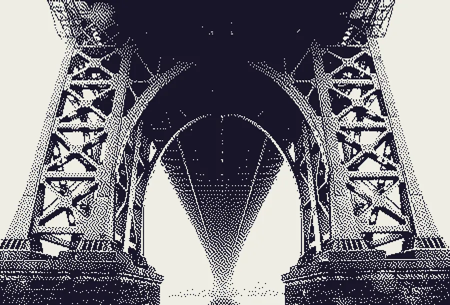 Atkinson Dither, applied to “Steel Bridge Below (Unsplash)”