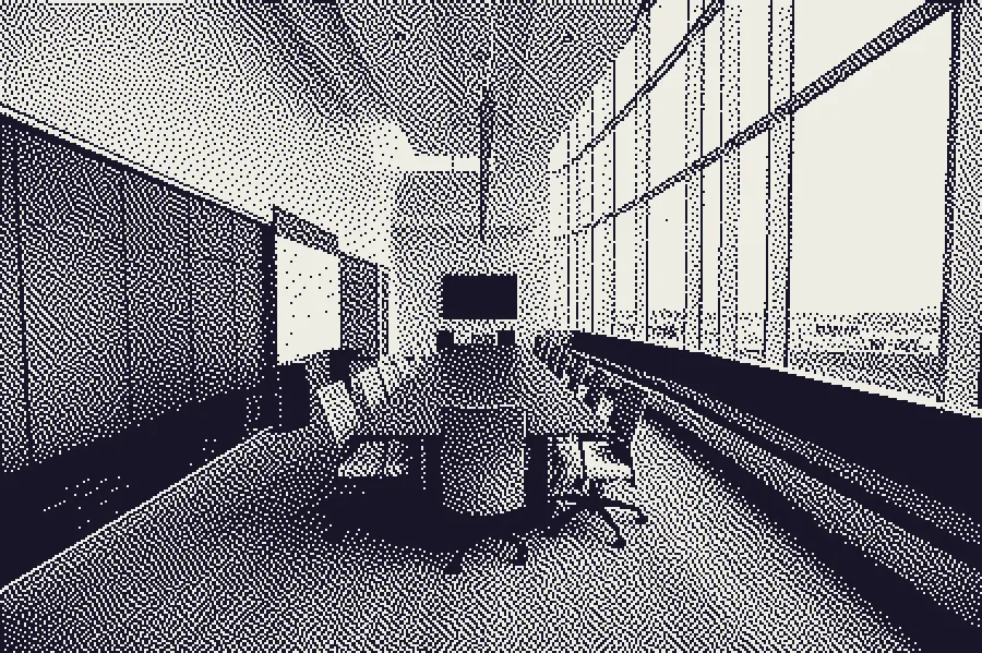 Atkinson Dither, applied to “Elegant boardroom (Unsplash)”