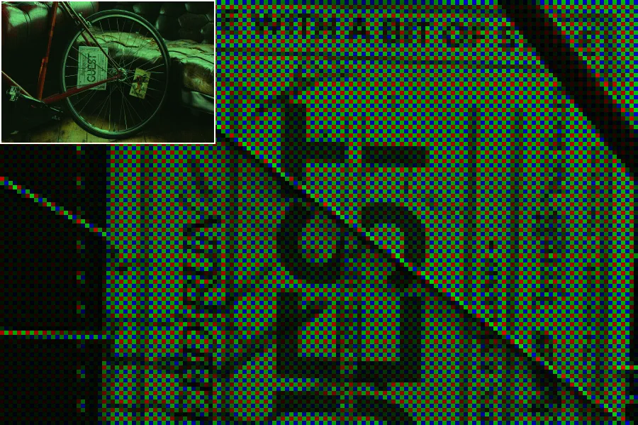 Bayer CFA Mosaic, applied to “Yulia Chinato 2015 (Unsplash)”