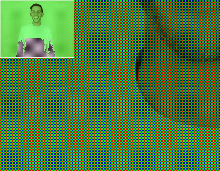 Bayer CFA Mosaic, applied to “Always smile (Unsplash)”