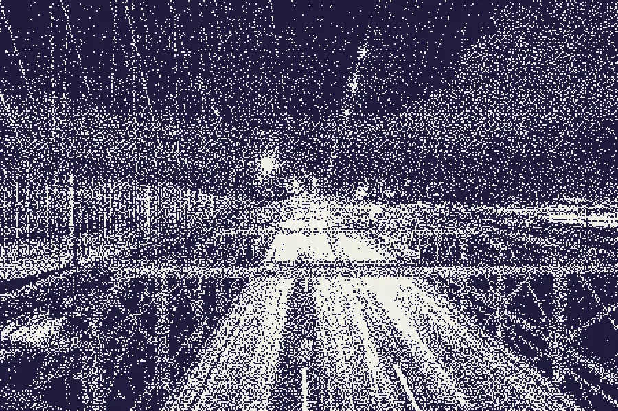 Blue-Noise Dither, applied to “Traffic on Brooklyn Bridge (Unsplash)”