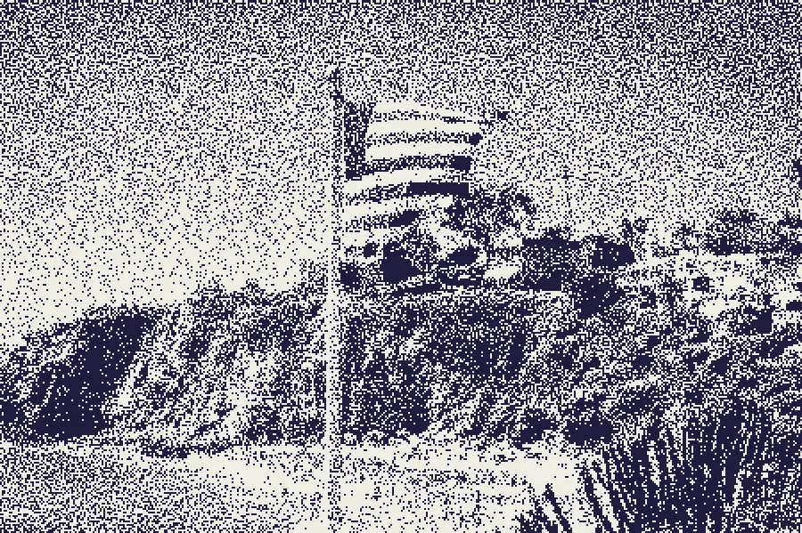 Blue-Noise Dither, applied to “Flag over a beach (Unsplash)”