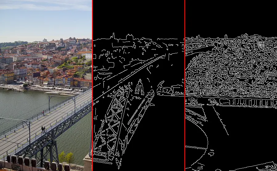 Canny Edge Detection, applied to “Puente Don Luis I, Oporto, Portugal, 2012-05-09, DD 13”