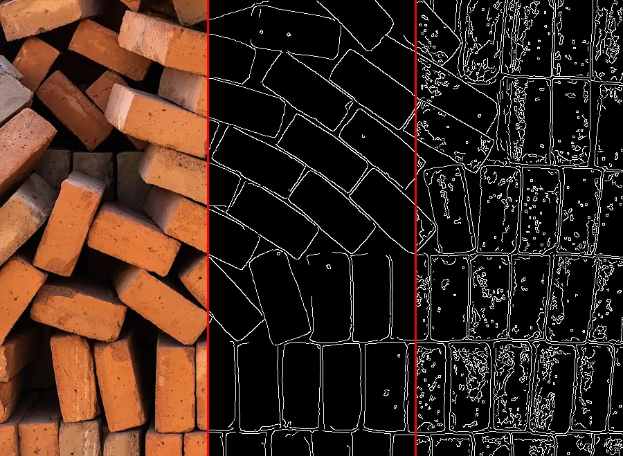 Canny Edge Detection, applied to “Fallen bricks”