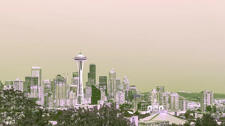Channel Mixer, applied to “Seattle skyline at night (Unsplash)”