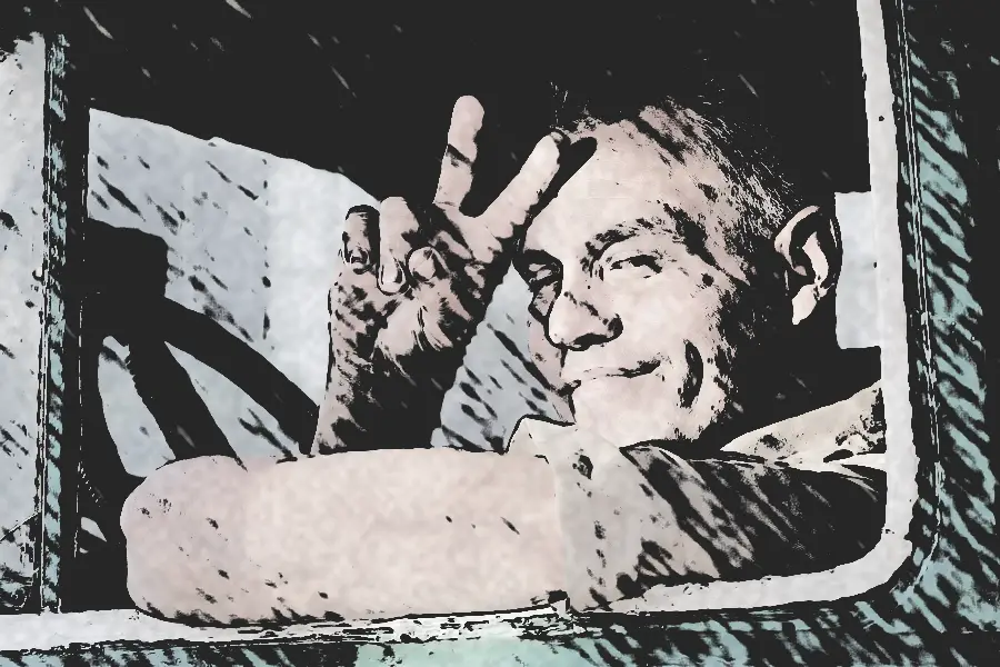 Charcoal Contours, applied to “Havana - Cuba - Man giving a V sign - 1326”