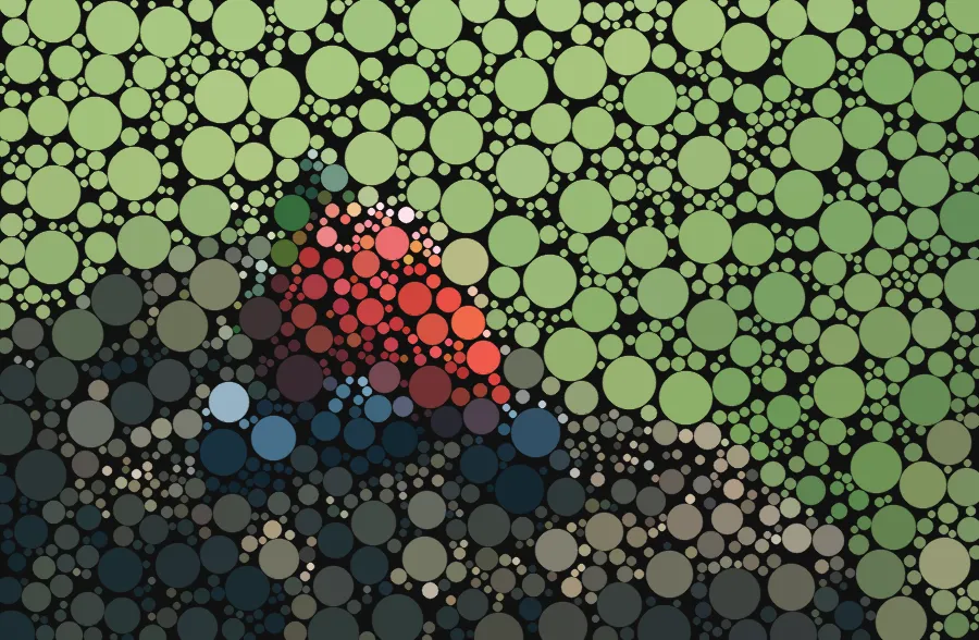 Circle Packing Mosaic, applied to “Strawberry and blueberries (Unsplash V6FcCG14q30)”