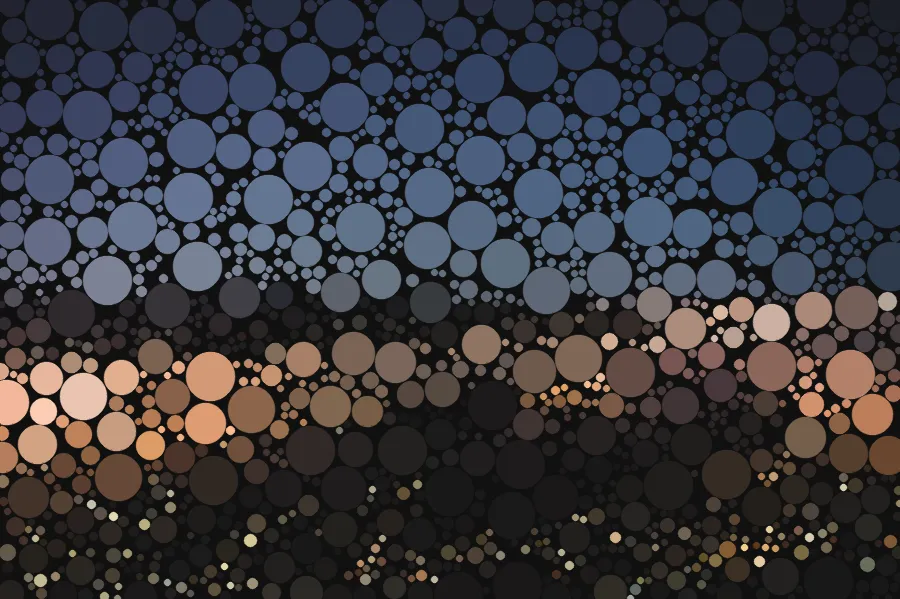 Circle Packing Mosaic, applied to “San Bruno Mountains at Night (Unsplash)”