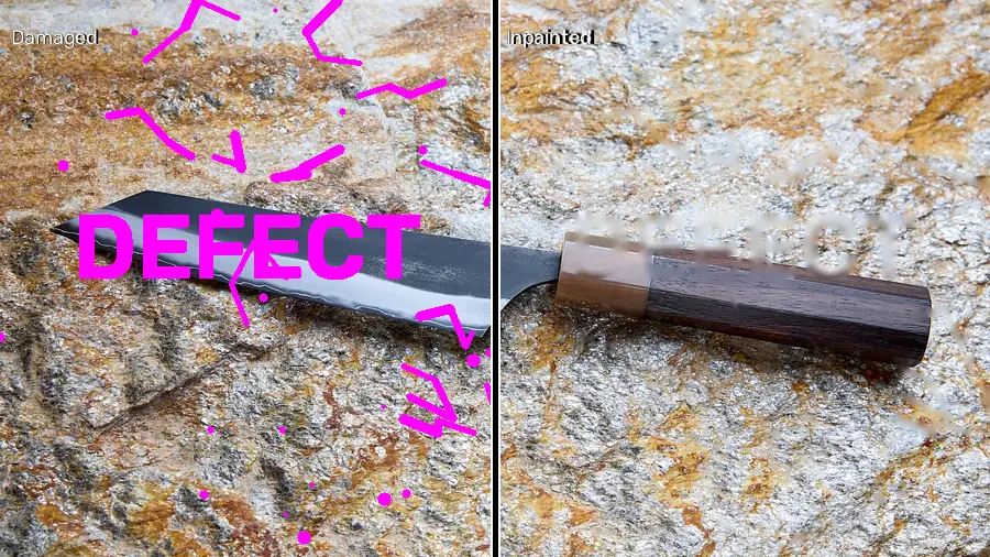 Classical Image Inpainting, applied to “Masashi Kokuen Kiritsuke Petty 135mm (2026)-104A7479”