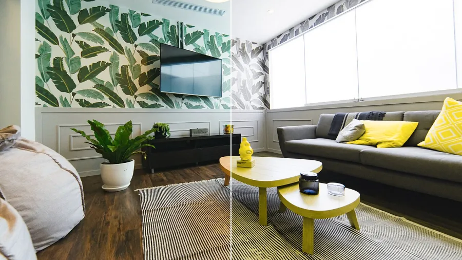 Color-Blindness Simulation, applied to “Communal Coworking interior (Unsplash)”
