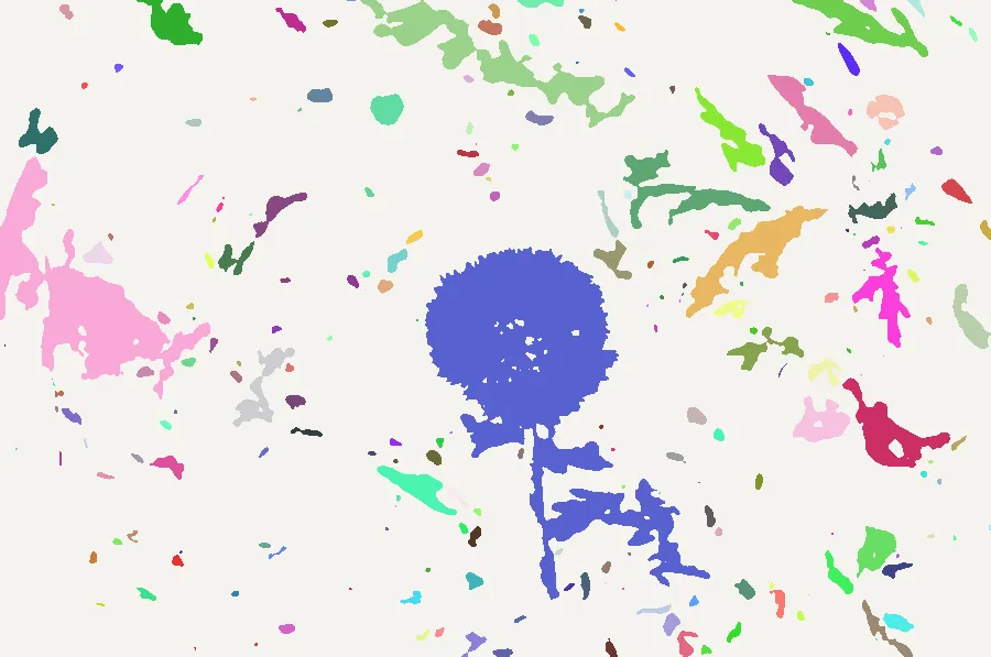 Connected Components, applied to “Fluffy Dandelion (Unsplash)”