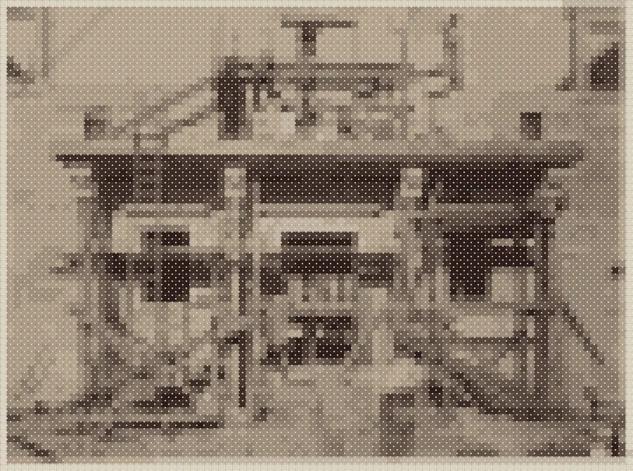 Cross-Stitch Pattern, applied to “Scaffolding for the Courtyard balcony, construction of the McKim Building”
