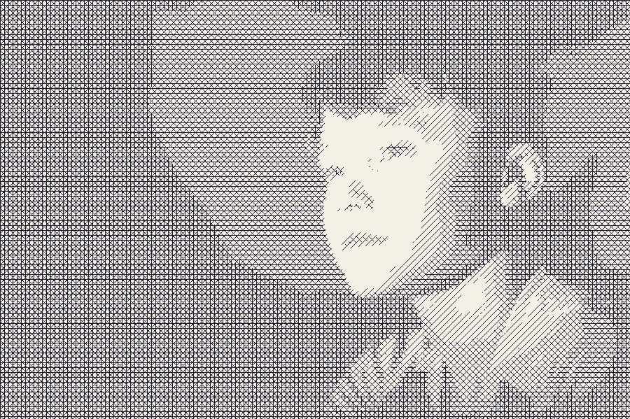 Crosshatching, applied to “Little boy blue (Unsplash)”