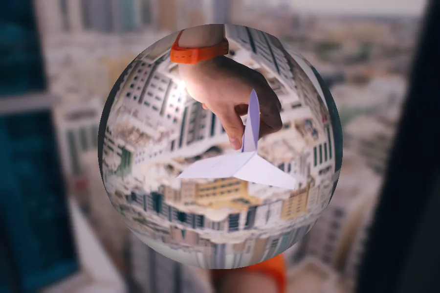 Crystal Ball Refraction, applied to “Paper plane (Unsplash)”
