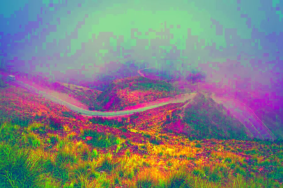 Decorrelation Stretch, applied to “Mist. (Unsplash)”