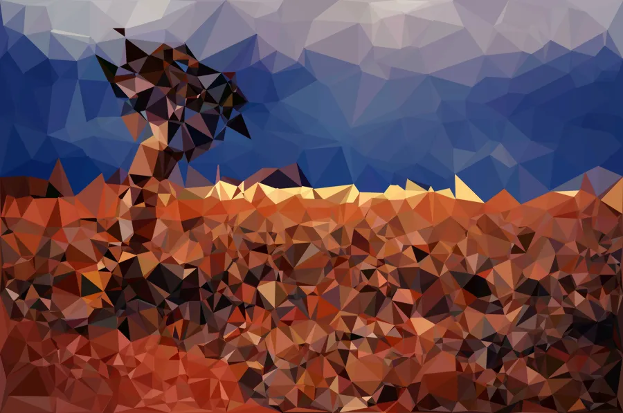 Delaunay Triangle Mosaic, applied to “Stormy Desert Sky (Unsplash)”