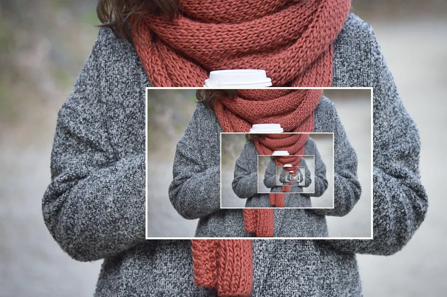 Droste Recursion, applied to “Person holding to-go coffee (Unsplash)”
