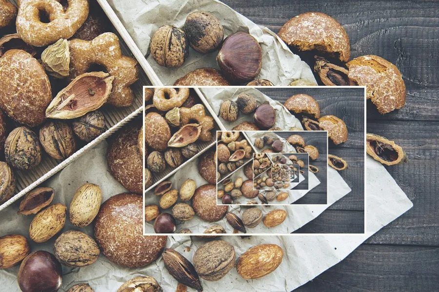 Droste Recursion, applied to “Biscuits, cakes, nuts and chestnuts (Unsplash)”