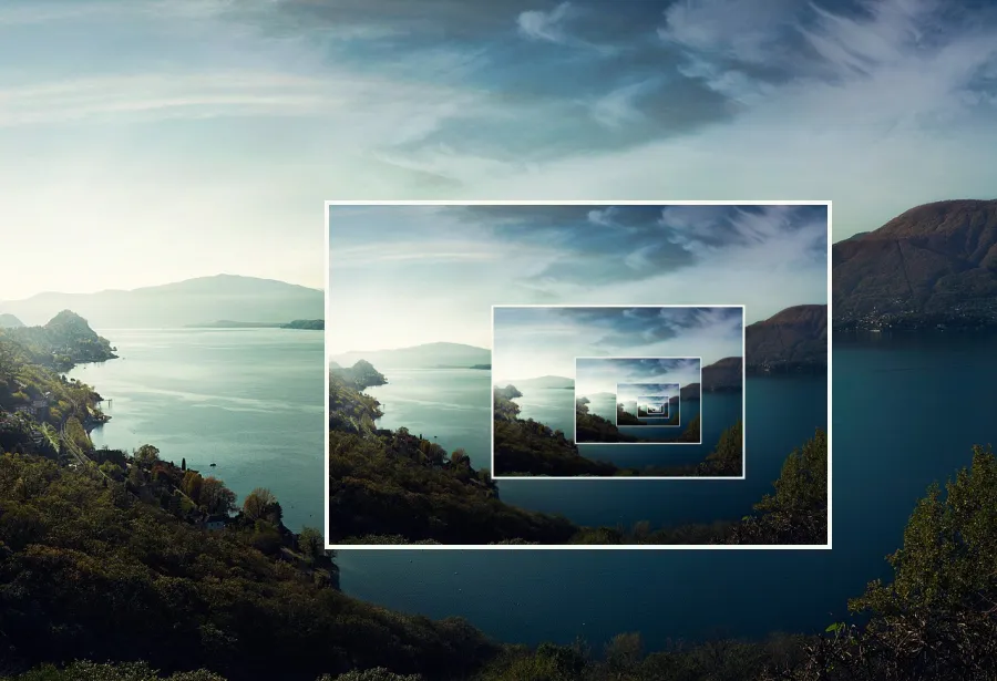 Droste Recursion, applied to “Landscape (Unsplash)”