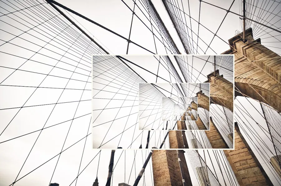 Droste Recursion, applied to “Steel suspension bridge wires (Unsplash)”