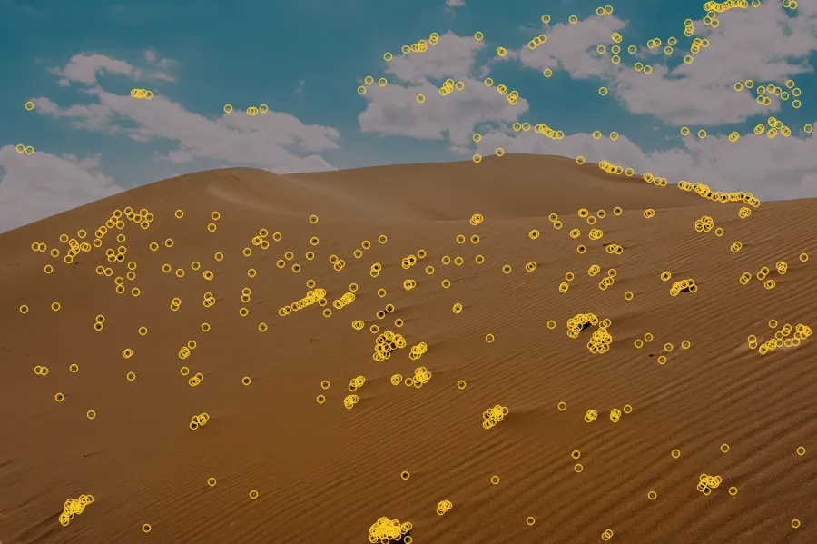 FAST Corners, applied to “Patterns in Desert Sand (Unsplash)”