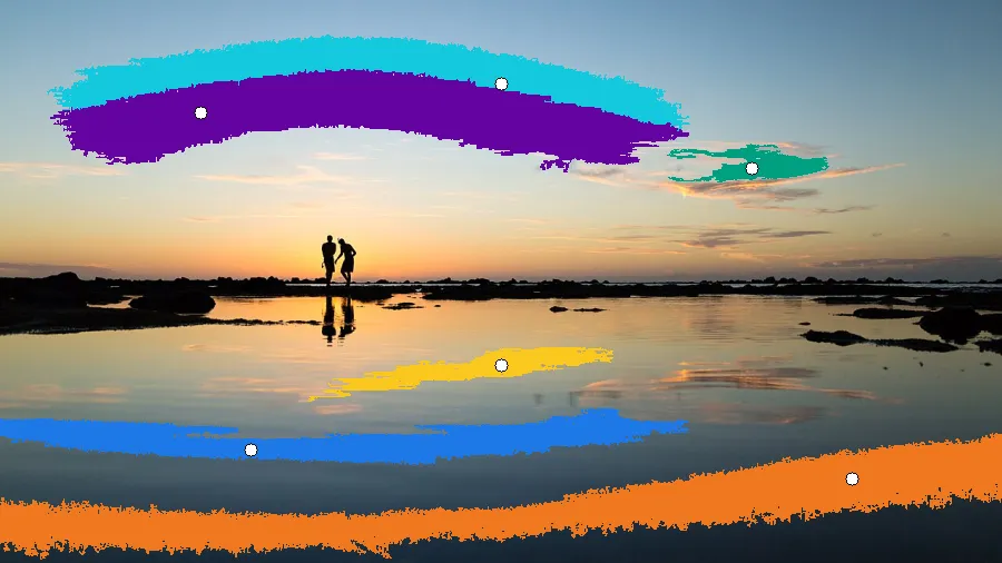 Flood Fill, applied to “Two people at sunset (Unsplash)”