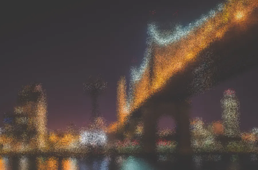 Frosted Glass, applied to “Bridge Nightfall City Skyline (Unsplash)”