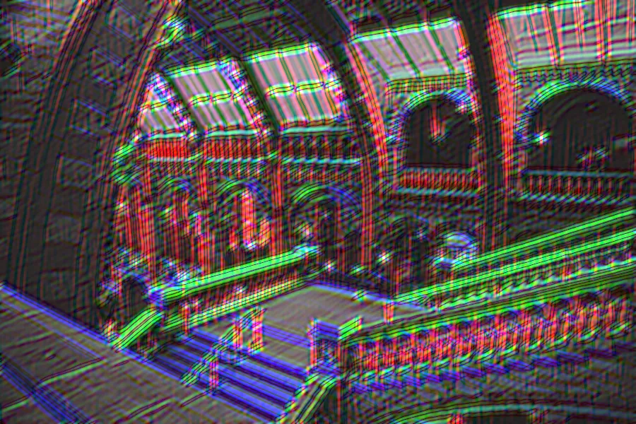 Gabor Filter Bank, applied to “Victorian museum interior (Unsplash)”