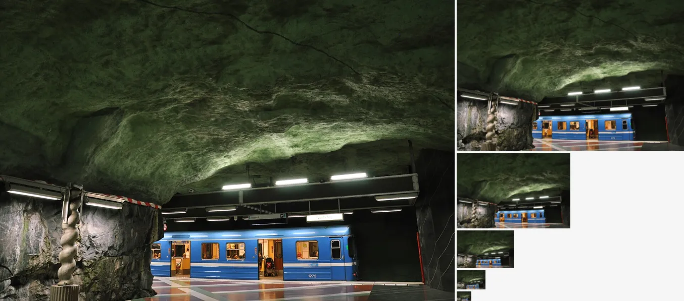 Gaussian Pyramid, applied to “Underground Subway (Unsplash)”
