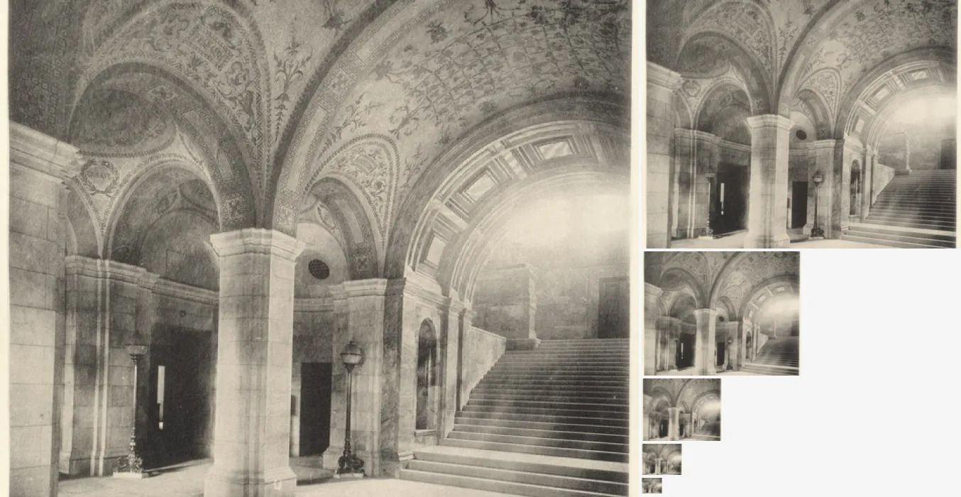 Gaussian Pyramid, applied to “The entrance hall.”