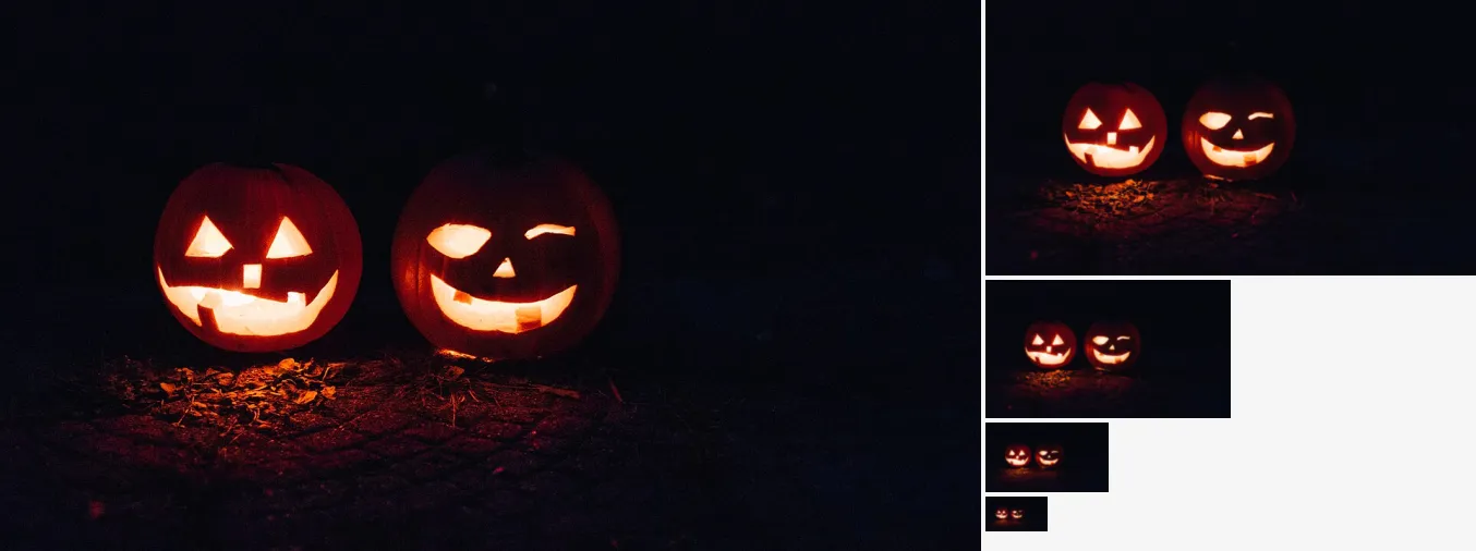 Gaussian Pyramid, applied to “Carved pumpkin as face (Unsplash)”