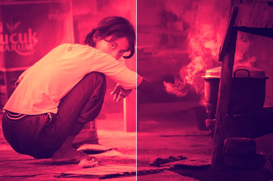 Gradient Map, applied to “A girl set fire to cook breakfast by using a coal-filled clay pot; July 2014”