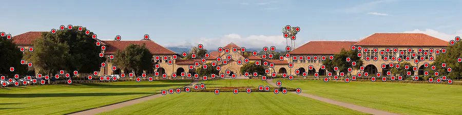 Harris Corner Detection, applied to “Stanford Oval May 2011 panorama”