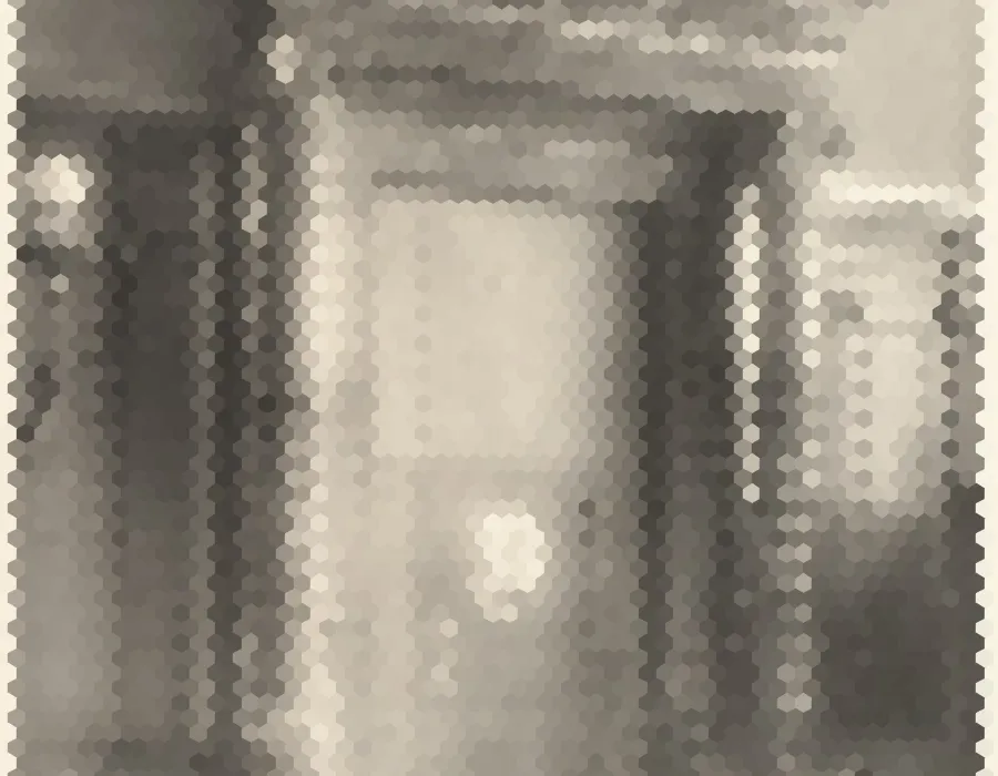 Hexagonal Pixels, applied to “Doorway in delivery room.”