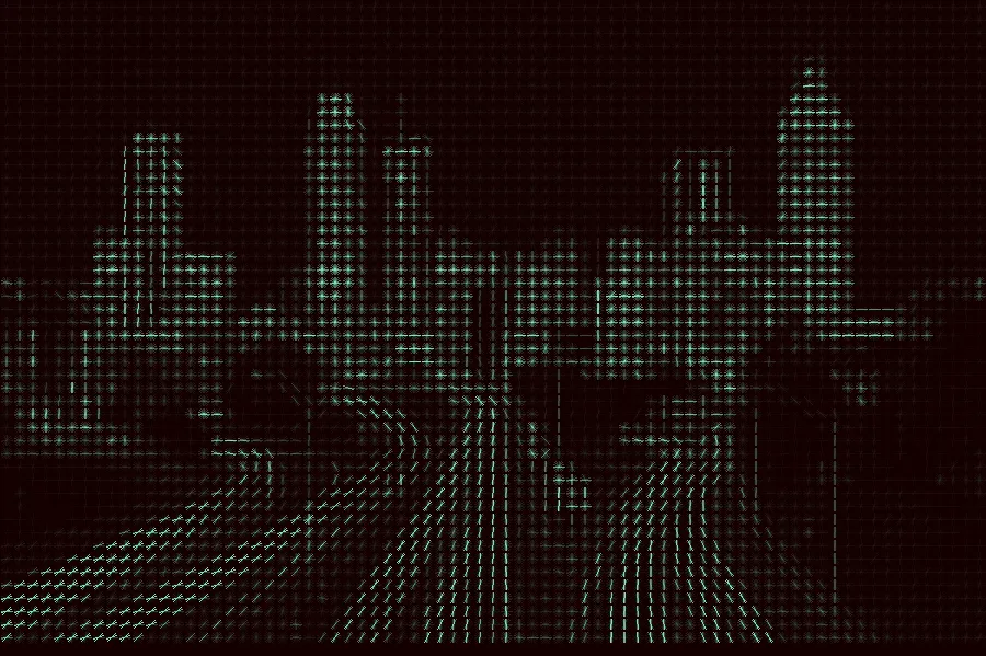 HOG Gradients, applied to “Jackson Street Bridge and Atlanta Night Skyline (Unsplash)”