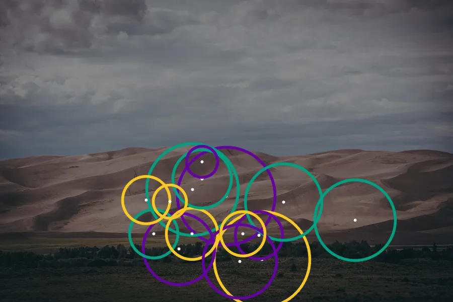 Hough Circle Transform, applied to “Contrasting Landscapes (Unsplash)”