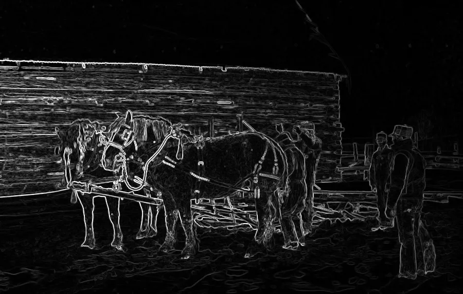 Kirsch Compass Edges, applied to “Horse-drawn sled during a harsh winter (Unsplash)”
