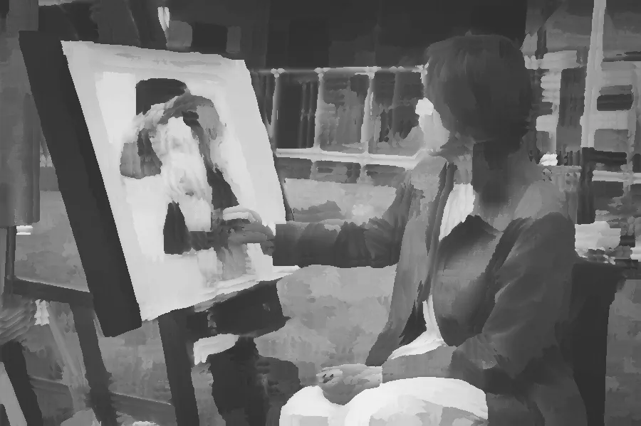 Kuwahara Filter, applied to “Woman Sketch Man Portrait (Unsplash)”