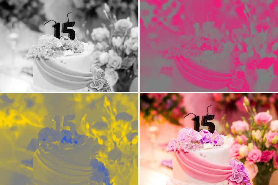Lab Opponent Channels, applied to “Fifteenth birthday cake (Unsplash)”