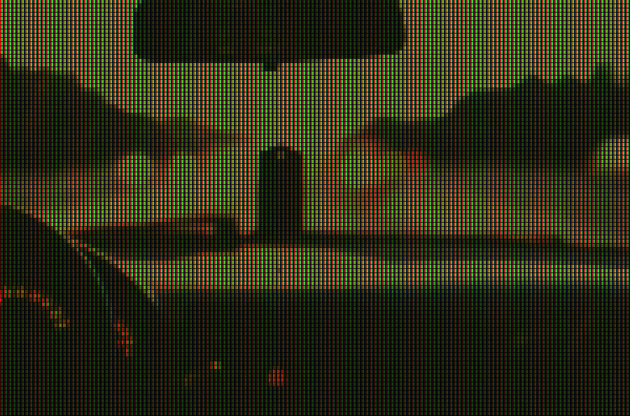 LCD Subpixel View, applied to “Car dashboard on highway (Unsplash)”