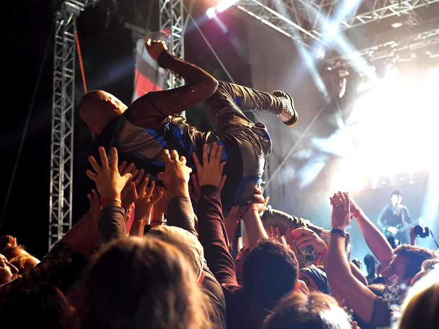 Levels Stretch, applied to “Crowdsurfing man (Unsplash)”