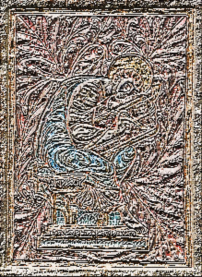 Local Binary Pattern, applied to “Full-page portrait of Luke in gold frame on purple background (NYPL b12455533)”