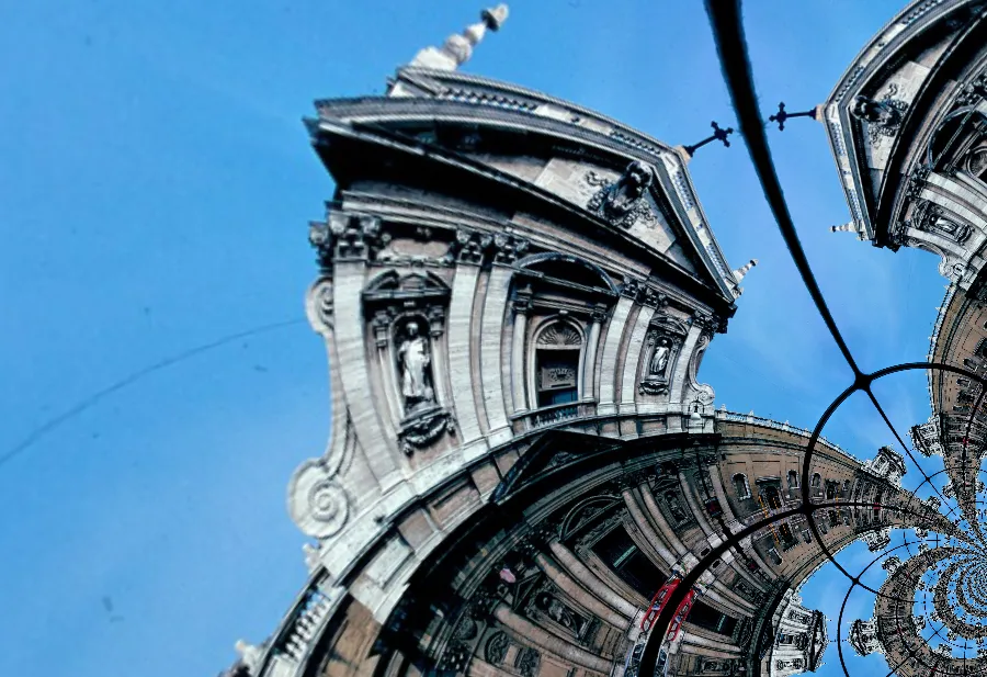 Möbius Transformation, applied to “Church of Santa Susanna, Rome, Italy circa 1972”