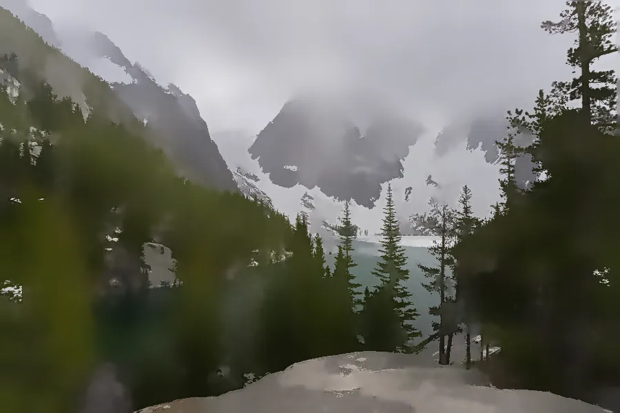 Mean Shift Segmentation, applied to “Half-frozen mountain lake (Unsplash)”