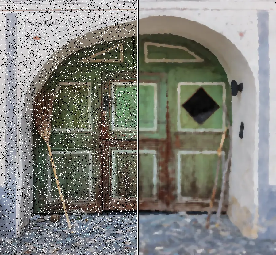 Median Filter, applied to “Houten deur van een woonhuis in Guarda. 20-09-2019. (actm.)”